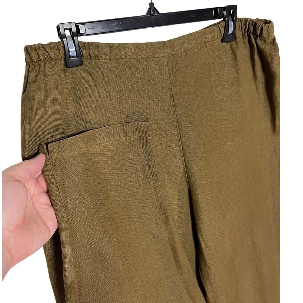EILEEN FISHER Women’s Brown Linen Pull On Tapered Cropped Leg Pant - Picture 2 of 3